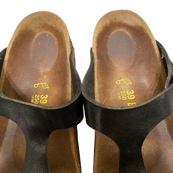 Birkenstock Gizeh Sandals L8 M6 EU 39 Heather Gray Metallic Faux Leather Thong - Picture 3 of 7